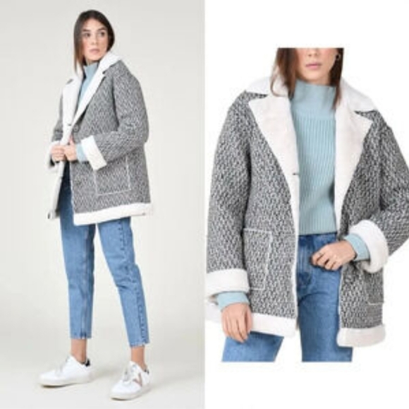 MOLLY BRACKEN | faux fur lined tweed button up coat - Picture 9 of 9